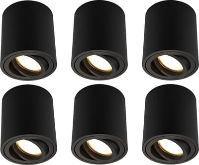 Ledvion - 6X LED Opbouwspots - Dimbaar - 5W - 2700K - Zwart