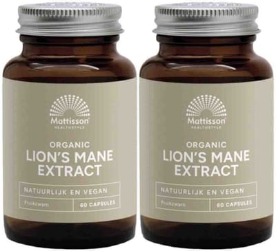 Mattisson - Biologische Lion's Mane Extract 500mg - 2 x 60 capsules - Voordeelverpakking