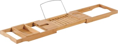 HOMCOM Badkuipplank badkuipbrug badplank plateau bamboe champagnehouder 834-072