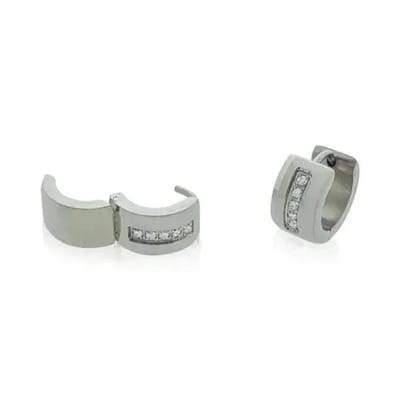 Aramat Jewels | Oorringen | Stalen Huggie Oorringen 14mm RVS Unisex | Zirkonia-14x7mm | |7mm | Staal | Kinderen, Volwassenen | Verkleurd niet