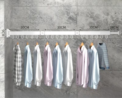 Wanddroogrek Inklapbaar 18 Haken - Droogrek Muur Wandmontage Ophangbaar - Clothes Rack Uitschuifbaar + Montage Kit - Wit
