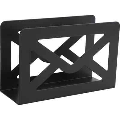 Porte-courrier en métal de bureau Organisateur de lettres noir moderne Organisateur polyvalent de tri de lettres avec découpe pour enveloppe