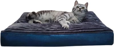 Dik en Zacht Huisdierbed & Kussen - Extra Zacht Hondenbed - Comfortabel Warm Slaapmatje voor Katten en Honden - Pluche Kattenmat - Grijs - Maat 43x33x7cm
