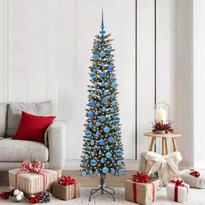 vidaXL - Kunstkerstboom - met - 300 - LED - Groen - 180 - cm - PVC - en - Plastic - en - Staal