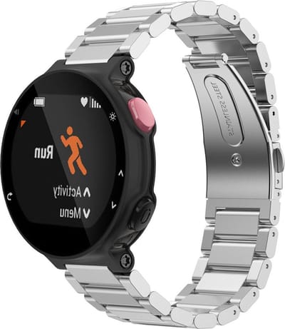 By Qubix - Stalen schakelband - Zilver - Geschikt voor Garmin Forerunner 220 / 230 / 235 / 620 / 630 / 735 (XT)