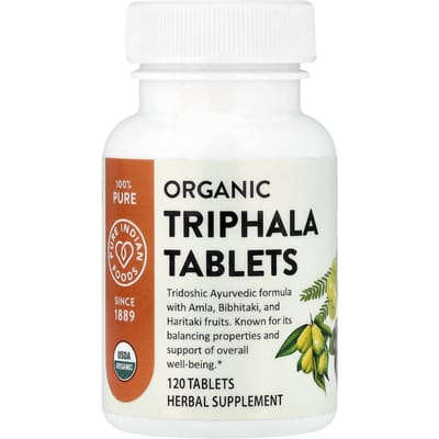Pure Indian Foods, Comprimés de Triphala Biologiques, 120 Comprimés