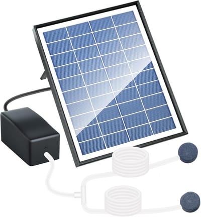 6W Solar vijverbeluchter met twee beluchtingsstenen - Op zonne-energie werkende zuurstofpomp voor hydrocultuurvijvers/aquaria in de buitenlucht