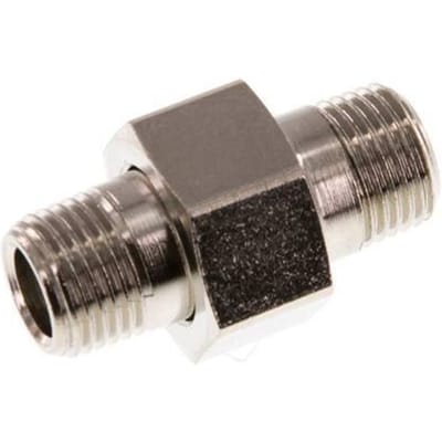 R 1/8'' Vernikkeld Messing Borstnippel 3-delig met Conische afdichting 16 Bar [2 Stuks]