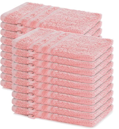 Lavea® Set van 20 washandjes 15x21 cm – 100% katoen – Zacht en absorberend – Ideaál als washandje, gastendoekje of handdoek voor dagelijks gebruik – Pastelroze
