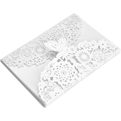 Lot de 10 cartes d'invitation de mariage personnalisées sculptées de style européen (# 3) White