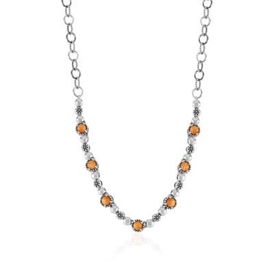 Cavill - Zilveren halsketting - 925 Sterling Zilver geoxideerd - Oranje stekelige oesters 1,98 ct - Desert Chic statement ketting verstelbaar