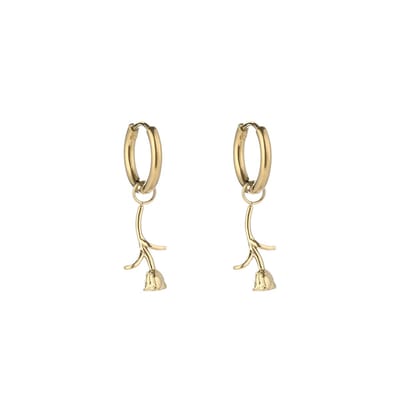 Minimalistische oorbellen met roosje - Yehwang - Oorbellen dames - Kinder oorbellen - 2,30 x 0,55 cm - Stainless Steel - Waterproof - Earrings - Gouden oorbellen - Kerst oorbellen - Kerst cadeau - Sinterklaas cadeau - Valentijn - Moederdag