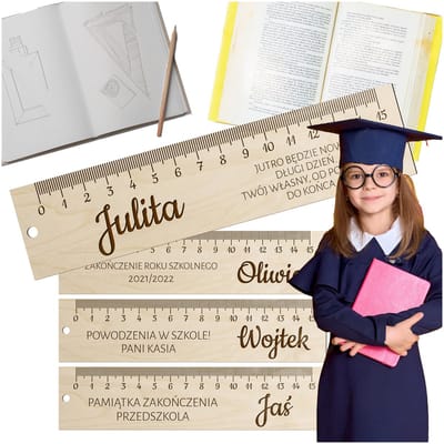 SMX Design Liniaal - Schooljaar Eind - Met Naam - Houten - 17cm