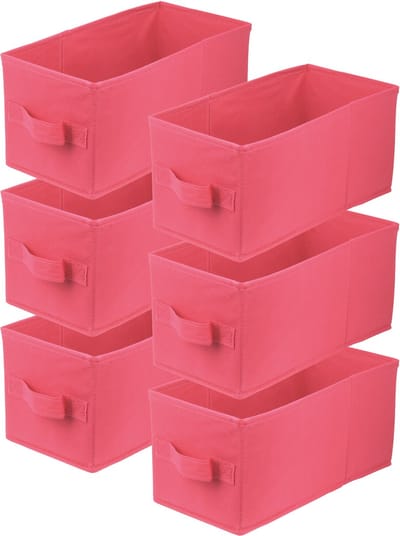 LAVITA® Opbergmand Textiel - 15x31x15 Donkerroze 6 Stuks - Opbergbox Kast Organizer Opbergdoos - Kastlade Verdeler Voor Kleding Ondergoed Badkamer Kledingkast - Vouwdoos Stoffen Doos Opbergdozen
