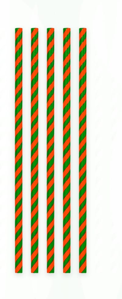 20 Papieren rietjes Rood / Groen - 6mm x 197mm