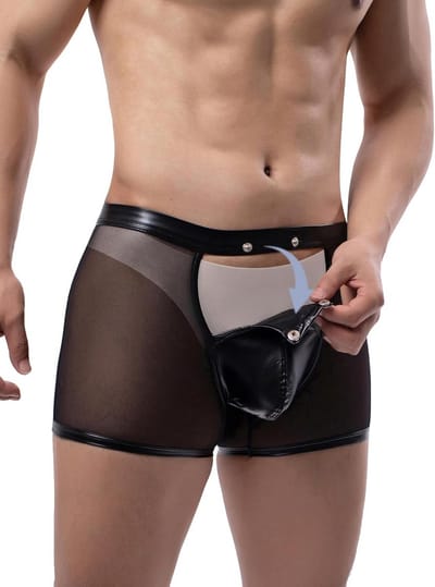 Boxershorts voor heren in kunstleer en wetlook - Sexy lingerie en ondergoed in grote maten