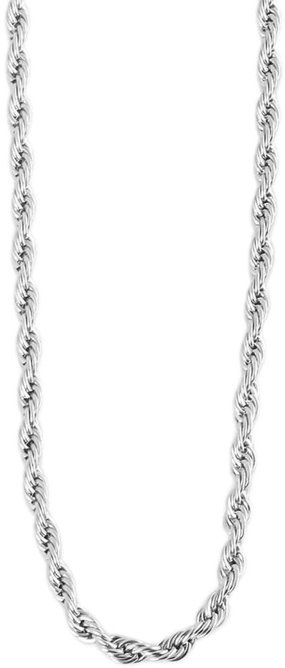 AKZENT Accent Unisex Ketting Fariene roestvrijstalen koordketting, zilverkleurig, 40-60 cm, dikte 2