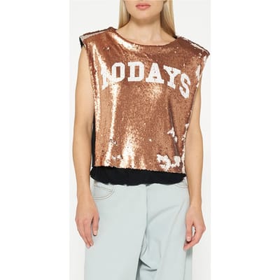 10DAYS Padded Top Sequins Rose Gold Maat: XS | Mouwloze Tops Outlet | Dames | Roze