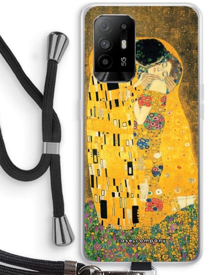 Case Company® - Hoesje met koord geschikt voor Oppo A94 5G hoesje met Koord - Der Kuss - Telefoonhoesje met Zwart Koord - Bescherming aan alle Kanten en Over de Schermrand