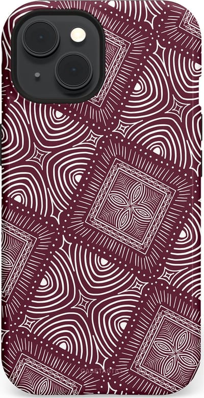 Casetastic Hoesje Geschikt voor Apple iPhone 15 Magsafe - Stijlvolle Beschermende Duo-layer Case - Bohemien Rood Design