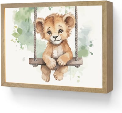 Nachtlampje 40x30 cm - Kinder lamp - Leeuw - Dier - Kinderen - Jungle - Tafellamp kinderkamer draadloos - Slaapkamer lampje - Bedlamp kinderen - Kinderlampje - Wandlamp babykamer - Nachtlampjes
