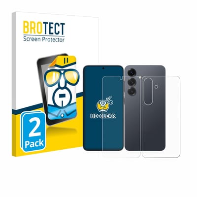 BROTECT - Screenprotector voor Samsung Galaxy S25 (Voor+Achter) - Folie Beschermfolie transparant 2 Stuks