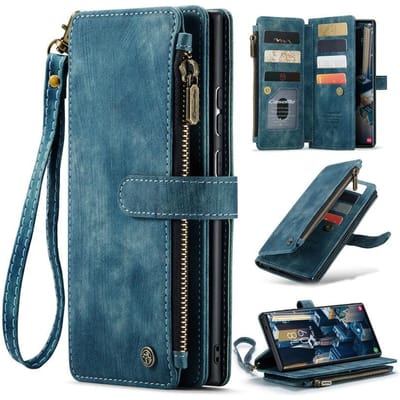 Portemonnee met Rits Kaart Telefoonhoesje Voor Samsung Galaxy S26 Ultra S25 Edge S24 FE S23 S22 S21 S20 Plus Note 20 Lanyard Leren Portemonnee Cover (Samsung S20 Ultra)