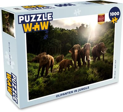 Puzzel Bos - Olifanten - Licht - Legpuzzel - Puzzel 1000 stukjes volwassenen