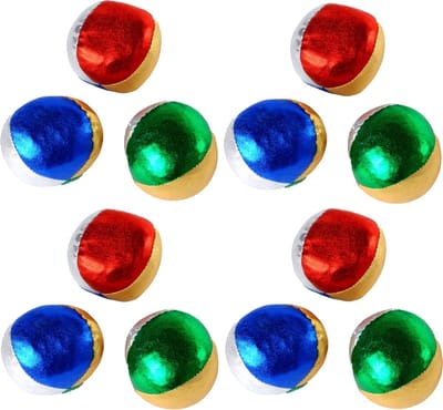 12x Jongleerballen - gekleurd metallic - 6 cm - jongleren - ballen gooien - speelgoed
