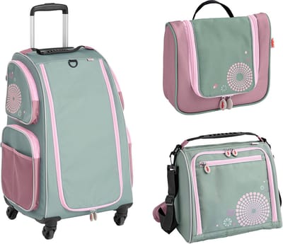 HABA Kinderkoffer Schranktrolley 4 Rollen, Trolleytasche und Kulturbeutel