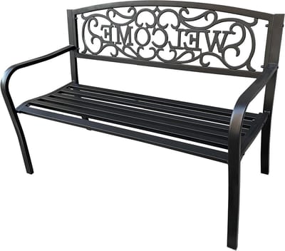 Tuinbank met rugleuning - Buitenbank metaal - Ontspannen in de tuin - Weerbestendig gietijzer - 125 cm breed - Zwart