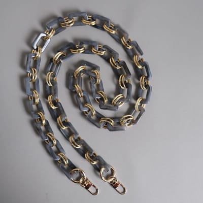 Vervangende Acryl Tas Chain met Karabijnhaak, Verwijderbare Schouderband voor Handtassen, Clutch en Accessoires, Grijs, 120 cm, Duurzaam en Stijlvol