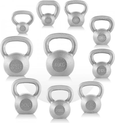 Taurus Kettlebells zilver 6kg – Kettlebell – Gietijzer – Hamerslag gelakt