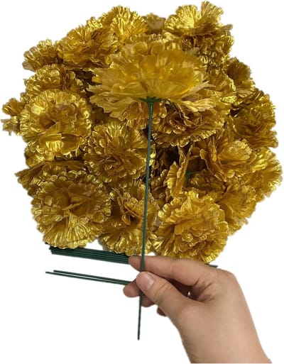 SnelShoppen - 50 Stuks Kunstzijde Anjer Bloemkoppen met Steel Set, Vaasvullers, Bruiloft en Verjaardag Decoraties, Handgemaakte Polscorsages, 3 Inch M