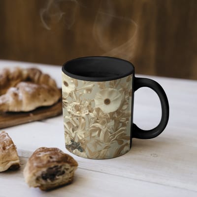 Magische Mok - Foto op Warmte Mokken - Koffiemok - Vrouw - Bloemen - Zonnebril - Wit - Magic Mok - Beker - 350 ML - Theemok