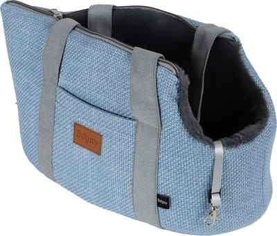 Boony draagtas linnenlook + draagband 46cm pastel blauw
