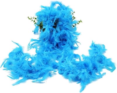 Elegante Pluizige Boa en Stola voor Charleston 1920's Themafeest - Set van 2 in Zee Blauw, Perfect als Kostuum Accessoire voor Carnaval en Feestjes