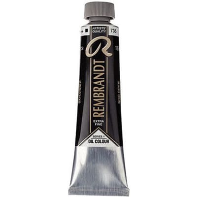 Peinture à l'huile - Noir oxyde - 735 - Extra-fine - Rembrandt - Tube 40ml noir