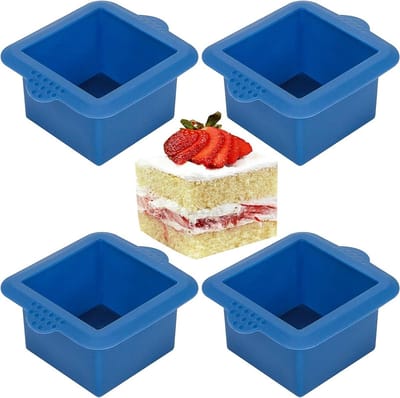 Mini Vierkante Cakevormen 3'' - Siliconen Mallen voor Taart, Muffins en Cupcakes - Set van 4 voor Cheesecake, Zeep en Jelly