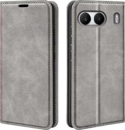 MobyDefend Hoesje - Geschikt voor OnePlus Nord 4 - Luxe Wallet Bookcase (Magnetische Sluiting) - Grijs