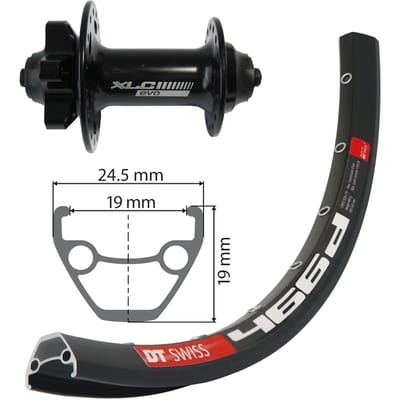 Voorwiel 6-gaats velgas XLC DT Swiss 27.5x100 mm