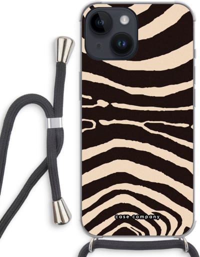 Case Company® - Hoesje met koord geschikt voor iPhone 14 hoesje met Koord - Arizona Zebra - Telefoonhoesje met Zwart Koord - Bescherming aan alle Kanten en Over de Schermrand