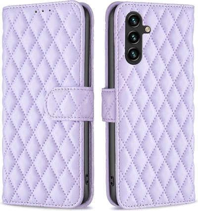 BINFEN Hoesje - Geschikt voor Samsung Galaxy A55 Hoesje - BINFEN Rhombus Book Case - Lavendel