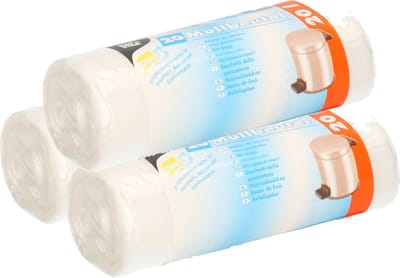 Papstar 60x stuks afvalzakken/vuilniszakken - 20 liter - transparant - Prullenbak zakken