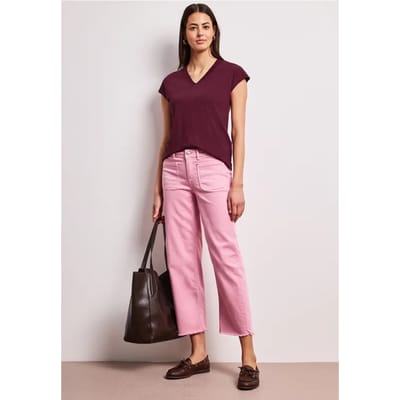 Shirt met hangende schouders en V-hals