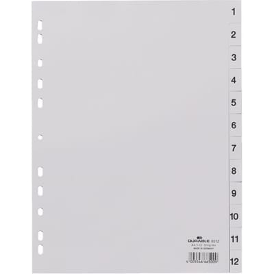 Durable 6512 Register Din A4 1-12 Kunststof Grijs 12 Tabbladen 651210