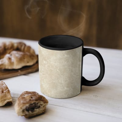 Magische Mok - Foto op Warmte Mokken - Koffiemok - Lichtbeige - Marmer print - Diffusie adering - Magic Mok - Beker - 350 ML - Theemok