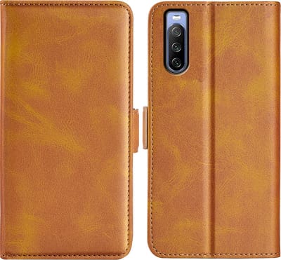 MobyDefend Hoesje - Geschikt voor Sony Xperia 5 IV - Luxe Wallet Book Case (Sluiting Zijkant) - Lichtbruin