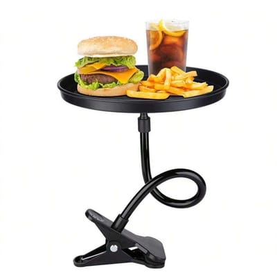 Food Car Plateau Tournant Table Plateau de Voyage Pliable pour Siège Auto Arrière Plateau Portable Plateau Alimentaire de Voiture avec Support à Clip noir