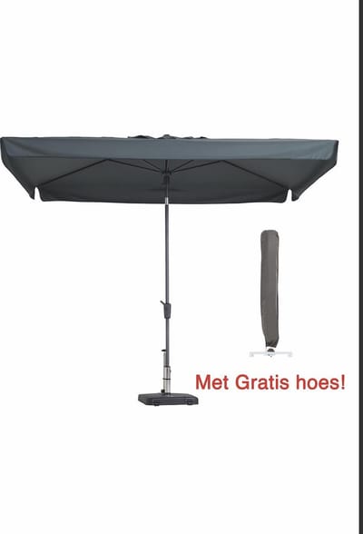 Parasol Rechthoek Grijs Madison 200 x 300 met gratis Cover4All hoes!